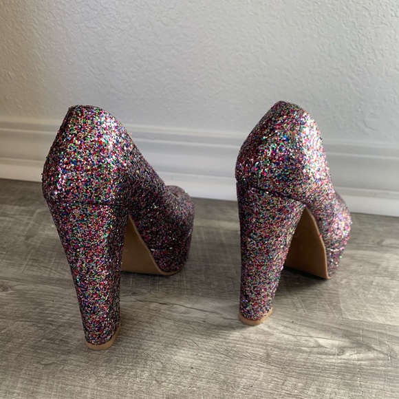 Kimchi Blue Glitter Platform Heels Burlesque Pride - Picture 5 of 5